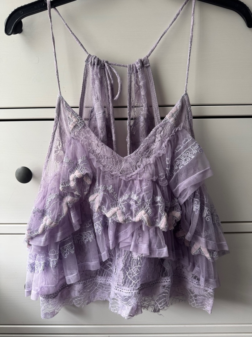 Free People In The Clouds Lace Ruffle Tiered Tank Pretty Top M